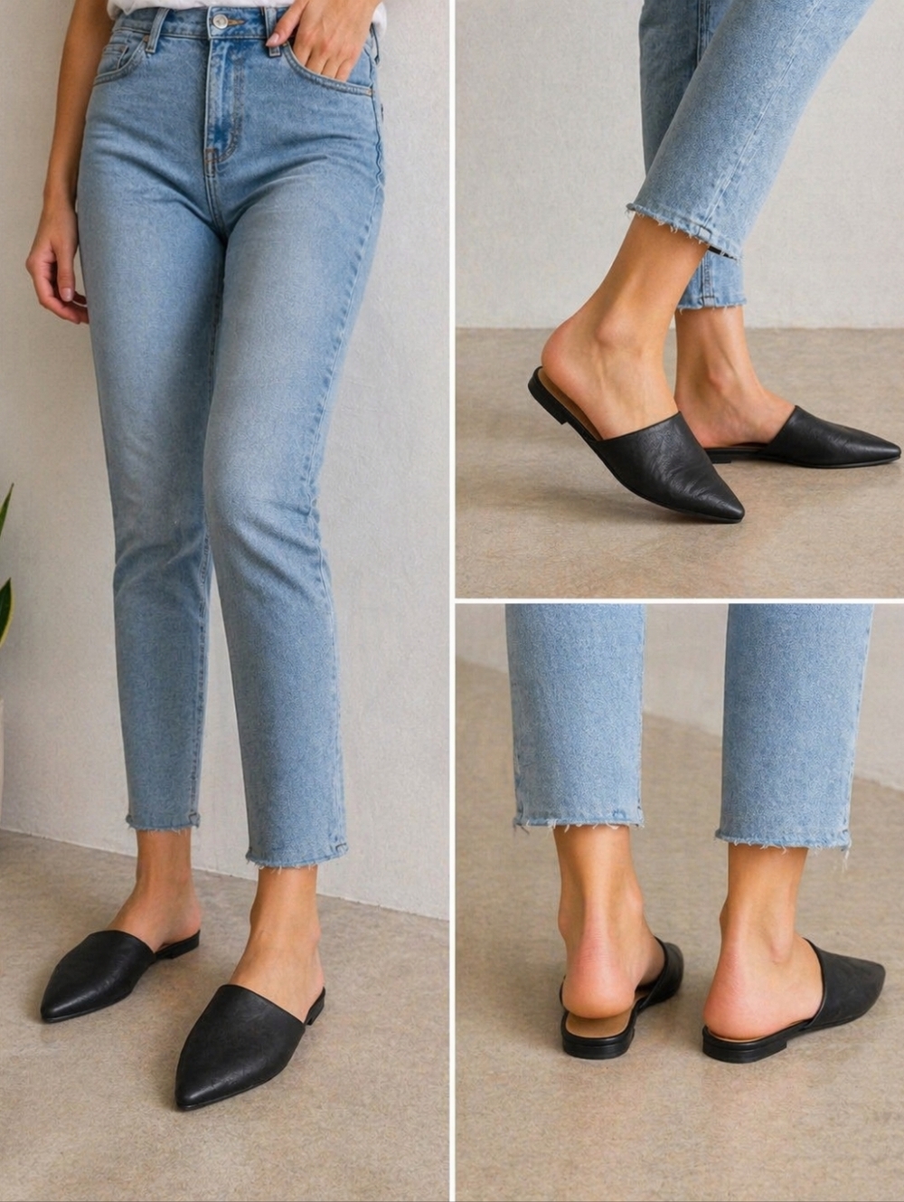 Lucky Brand Black Leather Mule Flats Pointed Toe Size 9.5